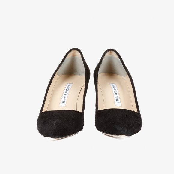 Manolo Black Suede Pointed Toe Pumps - Picture 2 of 8